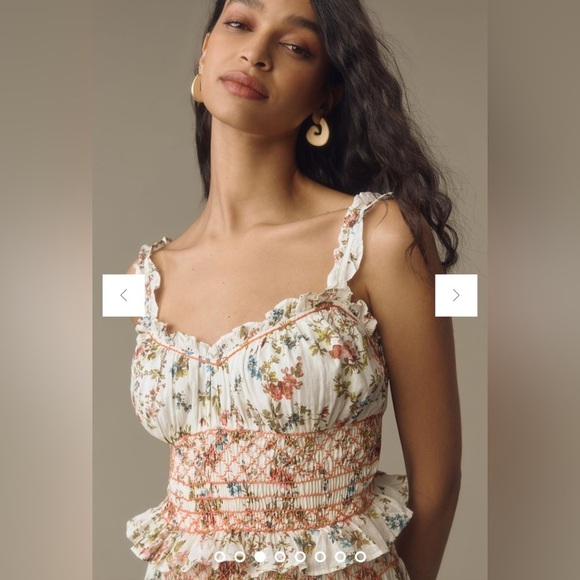 Anthropologie Floral Midi Dress with Ruffle Details size Small - Picture 3 of 16